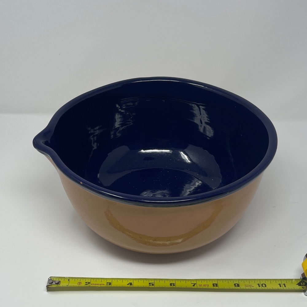 Ceramic Mixing Bowl in Navy Blue and Tan - Multi-Purpose Kitchen Bowl